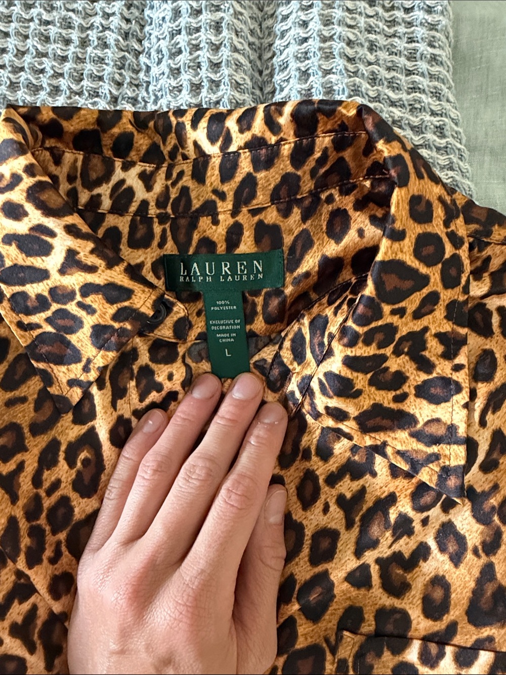Ralph Lauren Leopard Print Long-Sleeve Button-Up Shirt Dress - Brown/Black - Picture 3 of 5